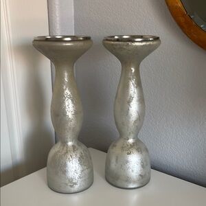 Crate & Barrel Mercury Glass Candle Holders